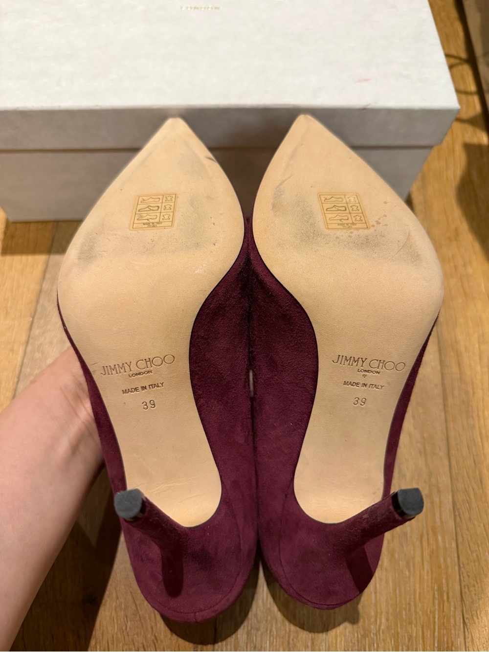 Jimmy Choo Plum Suede Pointed-Toe Pumps Only Tried On - Picture 2 of 3